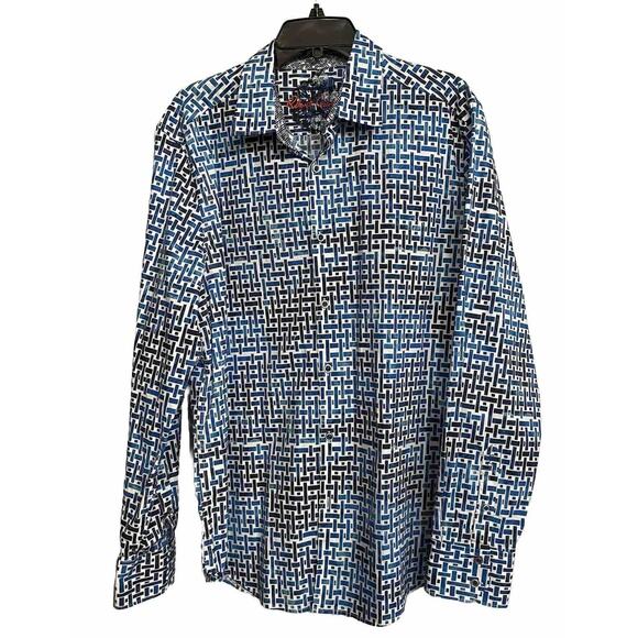 Robert Graham Other - Robert Graham Shirt Long Sleeve Button Up Slim Fit‎ Flip Cuff Geometric Mens XXL